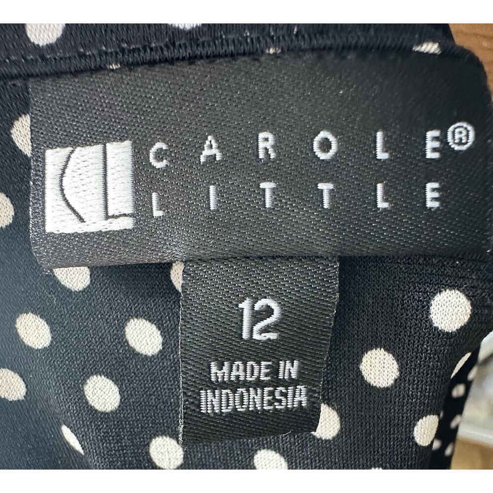 Carole Little Classic Vtg Polka Dot Sleeveless Shirt Dress Size 12 Black Midi - Picture 4 of 6